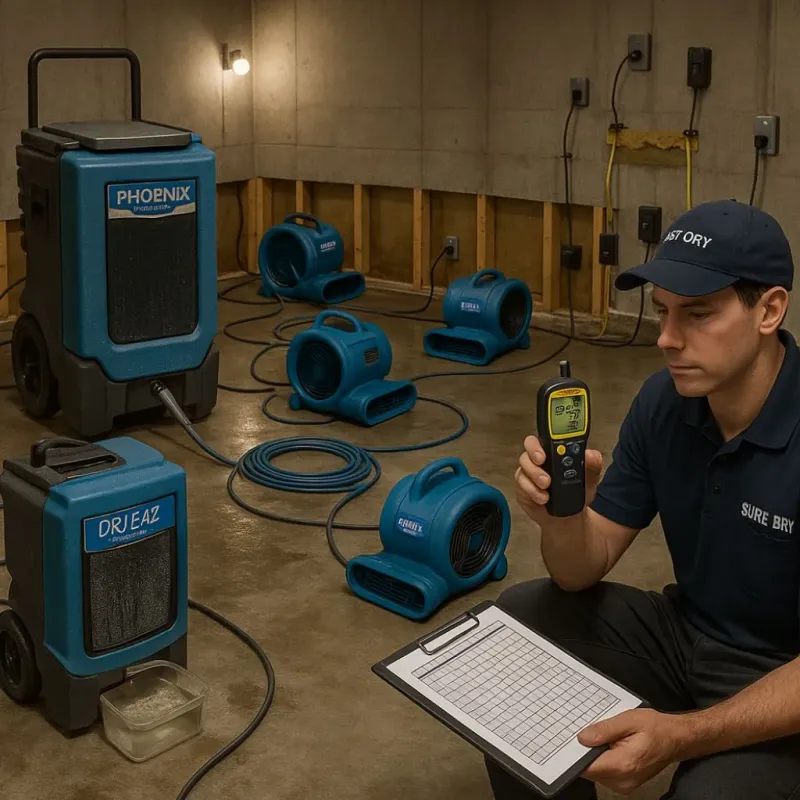 Structural Drying and Dehumidification process in Verona, WI